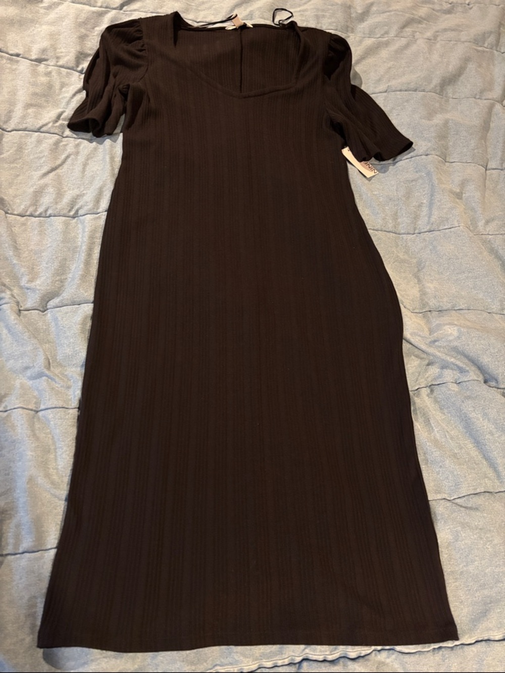 NWT NINE WEST Women's Black Ribbed Dress long xl